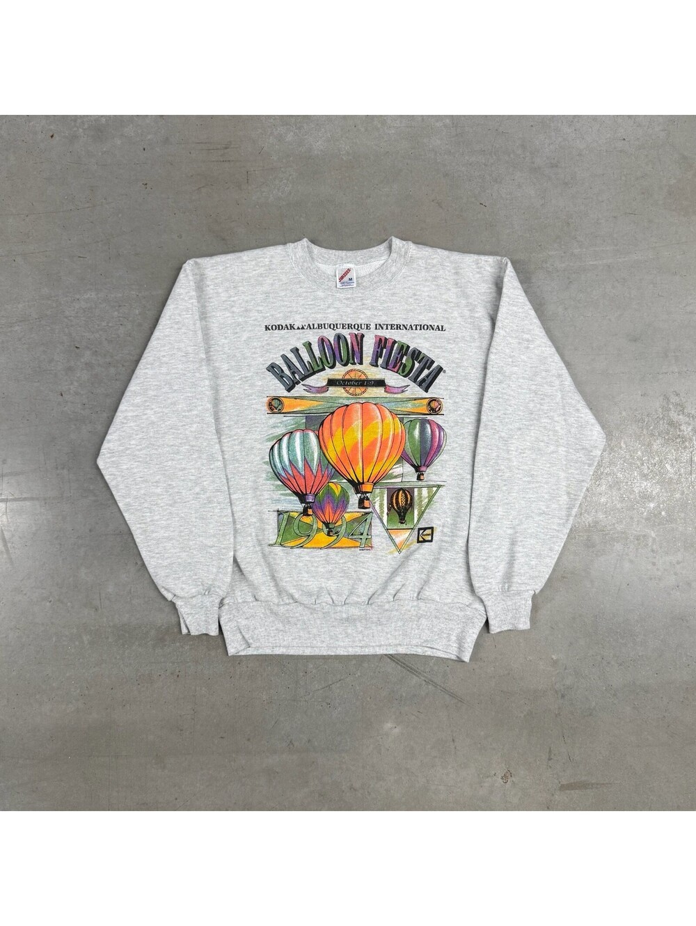 Vintage 90s Kodak Ballon Fiesta Graphic Sweatshirt Medium Gray